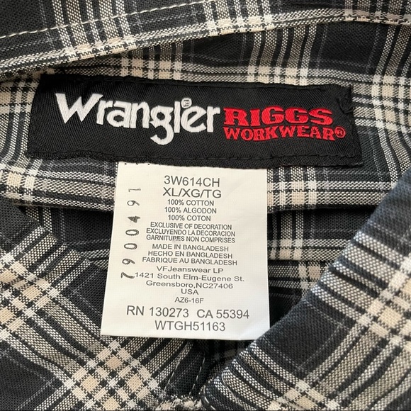 Wrangler Riggs Workwear Foreman Plaid Long-Sleeve Shirt Size XL - Picture 6 of 10